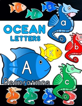 Preview of Fish / Seahorse Ocean Letter Classroom Decorations
