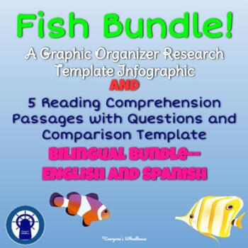 Preview of Fish Species Readings, Questions, Graphic Organizer, & More Bilingual Bundle