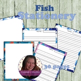 Fish Stationery Paper - Ocean-themed lined paper - Beach d