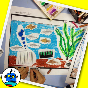 Preview of Fish Tank Art Craft -  fish, tank, air pump, gravel, plant, photos, worksheet.