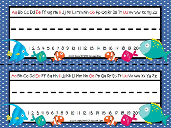 Fish Themed Desk Name Plates with Alphabet and Numbers (1-20) | TPT