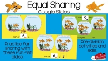 Preview of Fish Themed - Equal Sharing / fractions / pre-division - Google Slides