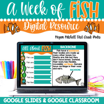 Preview of Fish Unit Digital Nonfiction Informational Text Digital Google Slides 