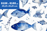 Fish Watercolor Seamless Pattern