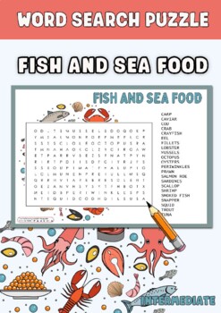Preview of Fish and Seafood Word Search Puzzle Worksheet Activities