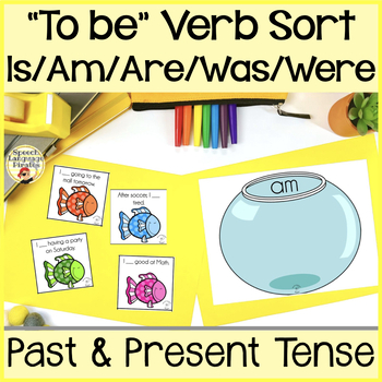 Preview of Grammar Verb Sort To be: am/is/are/was/were Speech Language Therapy Activity