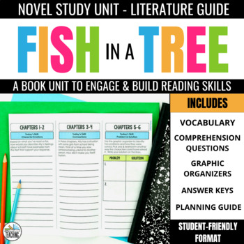 Preview of Fish in a Tree Novel Study Unit: Comprehension Questions & Vocabulary Activities