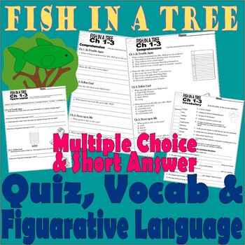 Preview of Fish in a Tree Chapter Book Comprehension Quiz Vocabulary Figurative Language