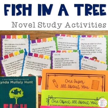 Preview of Fish in a Tree Novel Study Read Aloud Discussion Writing Task Cards Activities