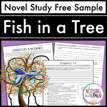 Preview of Fish in a Tree Novel Study FREE Sample | Worksheets and Activities