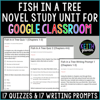 Preview of Fish in a Tree Novel Study for Google Classroom (Distance Learning)