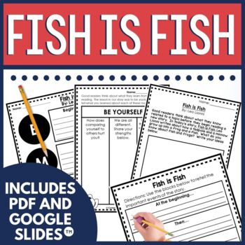 Preview of Fish is Fish by Leo Lionni Reading and Writing Activities in Digital and PDF