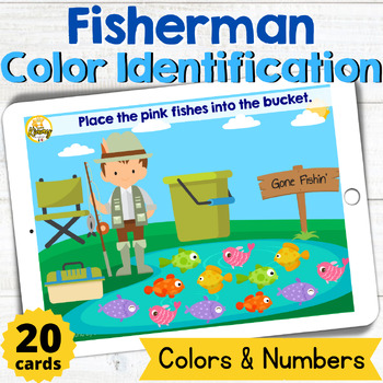 Preview of Fisherman Color Identification Colors & Numbers Boom Cards