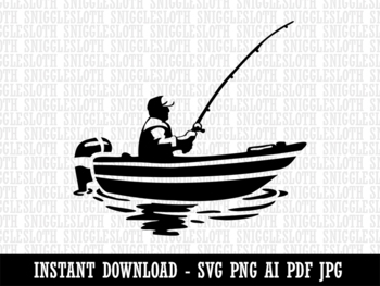 Fisherman in Fishing Boat Clipart Instant Digital Download AI PDF SVG ...