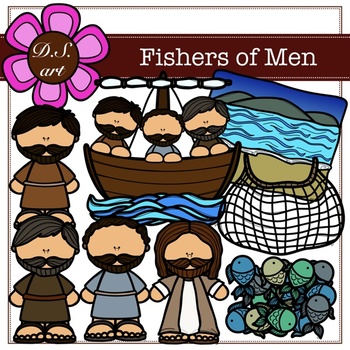 Preview of Fishers of Men Digital Clipart (color and black&white)