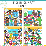 Kids Outdoor Saltwater and Freshwater Fishing Clip Art Bundle