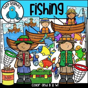 Preview of Fishing Clip Art Set