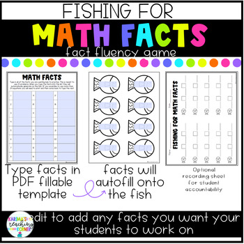 Fishing For Math Facts | Easy Prep Editable Game