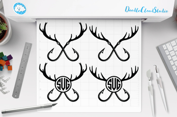 Download Fishing Hunting Svg Deer Horns And Hooks Svg Deer Horns And Hooks Monogram