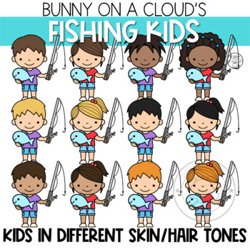 Fishing Kids Clipart by Bunny On A Cloud by Bunny On A Cloud