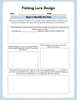 Preview of Fishing Lure and Design Worksheet