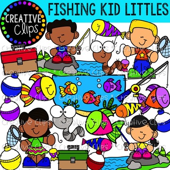 Preview of Fishing Summer Kid Littles Clipart {Creative Clips Clipart}