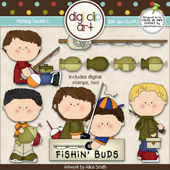 Preview of Fishing Tackle 1 -  Digi Clip Art/Digital Stamps - CU Clip Art