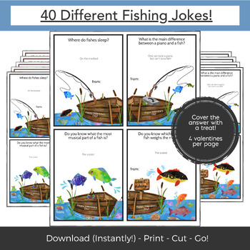 Fishing Valentines Day Card with Jokes - Funny Fisherman Classroom