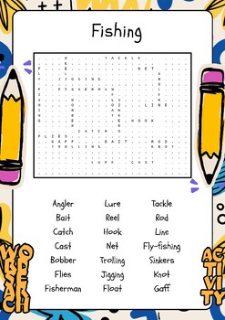 Fishing - Word Search No Prep Fun Worksheet by Land of Puzzles | TPT