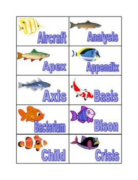 Preview of Fishing for Plural Nouns Card Game