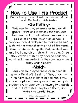 Fishing for Sight Words by Julie Benson | TPT