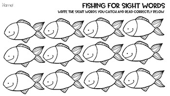 Sight Word Fishing -Lakeshore Recording Sheets