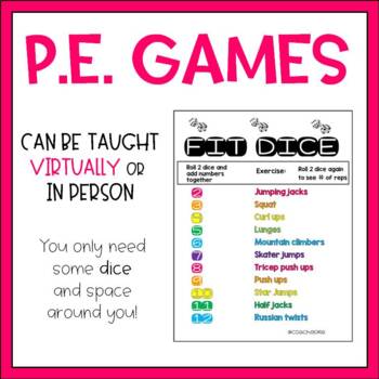 Preview of Fit Dice game- PE AT HOME | Virtual PE | Distance Learning