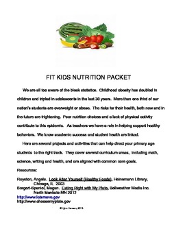 Preview of Fit Kids Nutrition Packet