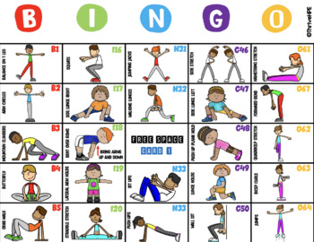 Fitness Bingo (LONG VERSION) 1-75 - ALL SUBJECTS - MOVEMENT BREAK by ...