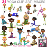 Fitness Clip Art - 24 Yoga Poses Color and Back & White Co