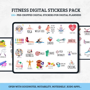 Preview of Fitness DIGITAL STICKERS for GoodNotes Notability Noteshelf Healthy Life Self