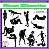 Fitness / Exercise Silhouette Clipart (set of 40)