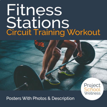 Preview of PE Fitness Stations a Circuit Training Workout with Posters