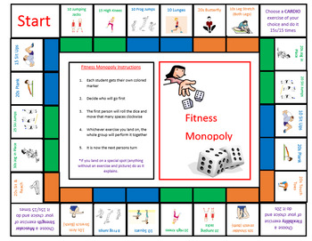 Fitness Monopoly by PEforALL9 | Teachers Pay Teachers
