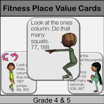 Preview of Fourth and Fifth Grade Math Center: Fitness Place Value Math Game