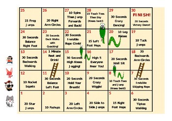 Preview of Fitness Snakes and Ladders - Distance Learning