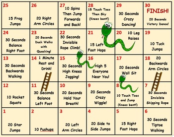 Preview of Fitness Snakes and Ladders - Modifiable