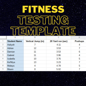Preview of Fitness Testing Spreadsheet (K-6)
