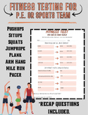 Fitness Testing Tracker for P.E. or Sports Teams !!