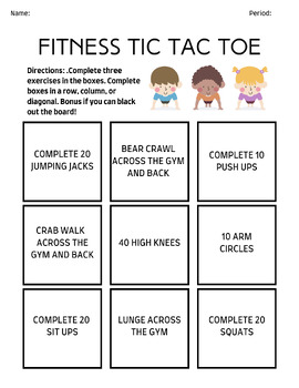 Preview of Fitness Tic Tac Toe Freebie