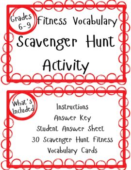 Preview of Fitness Vocabulary Scavenger Hunt