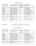 Fitness Yahtzee score sheet