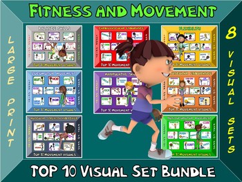 Preview of Fitness and Movement Sign Bundle- Top 10 Movement Visuals- 8 Sets