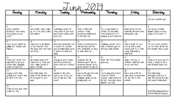 Fitness for Teachers: June 2019 Fit Calendar by Teaching with Grace